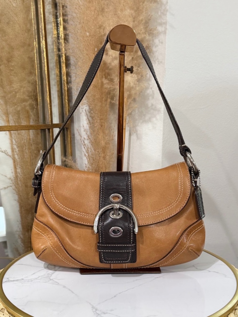 Coach Soho Buckle Flap Shoulder Bag F10909 Brown Leather Vintage Y2K Purse